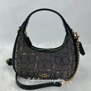Coach Carmen Mini Crossbody Bag In Signature Jacquard/Charcoal/Gold CCF76 NWT